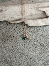 Load image into Gallery viewer, rose gold birthstone necklace shown with two crystals

