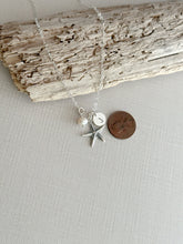 Load image into Gallery viewer, Sterling Silver Starfish necklace - Personalized initial charm and pearl Birthday gift for beach lover, summer jewelry
