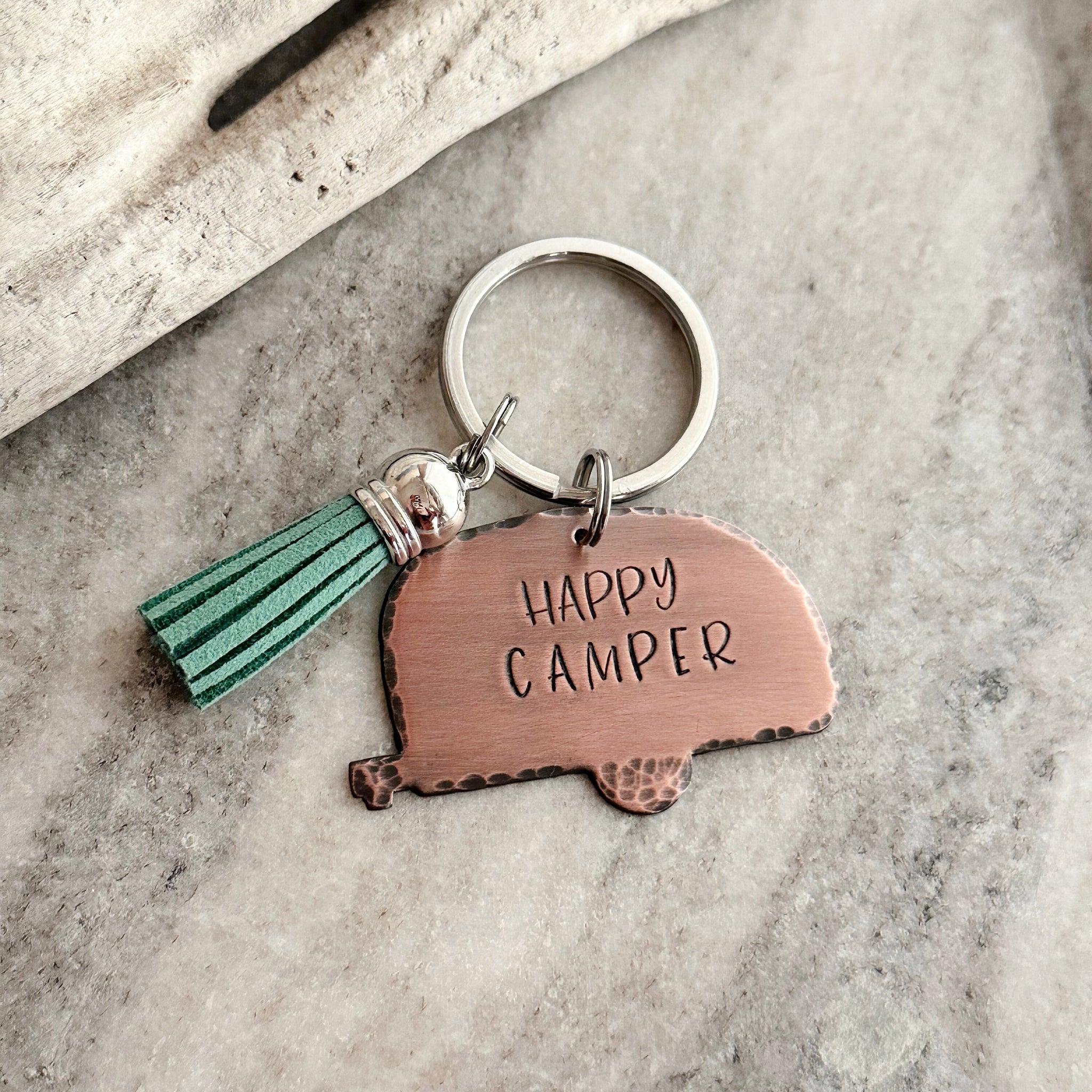 camper schlüsselanhänger Happy Camper Key chain - RV Trailer - Glamper - Trailer - Wanderer - Traveler Key Ring