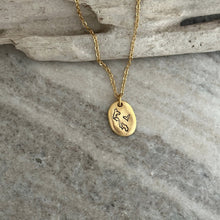 Load image into Gallery viewer, Small Oval Whidbey Island Necklace - Choice of Silver or Gold pewter organic shaped - stainless steel chain - Whidbey Island with Heart
