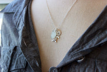 Load image into Gallery viewer, Personalized Charm Necklace with Sterling Silver Honu Turtle, genuine Sea Glass and Initial Charm, Hawaiian Turtle, Tropical beach
