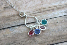 Load image into Gallery viewer, Family Eternity Circle Necklace, Sterling Silver Infinity Necklace, Swarovski Crystal Birthstone Necklace, Grandma Christmas gift for mom
