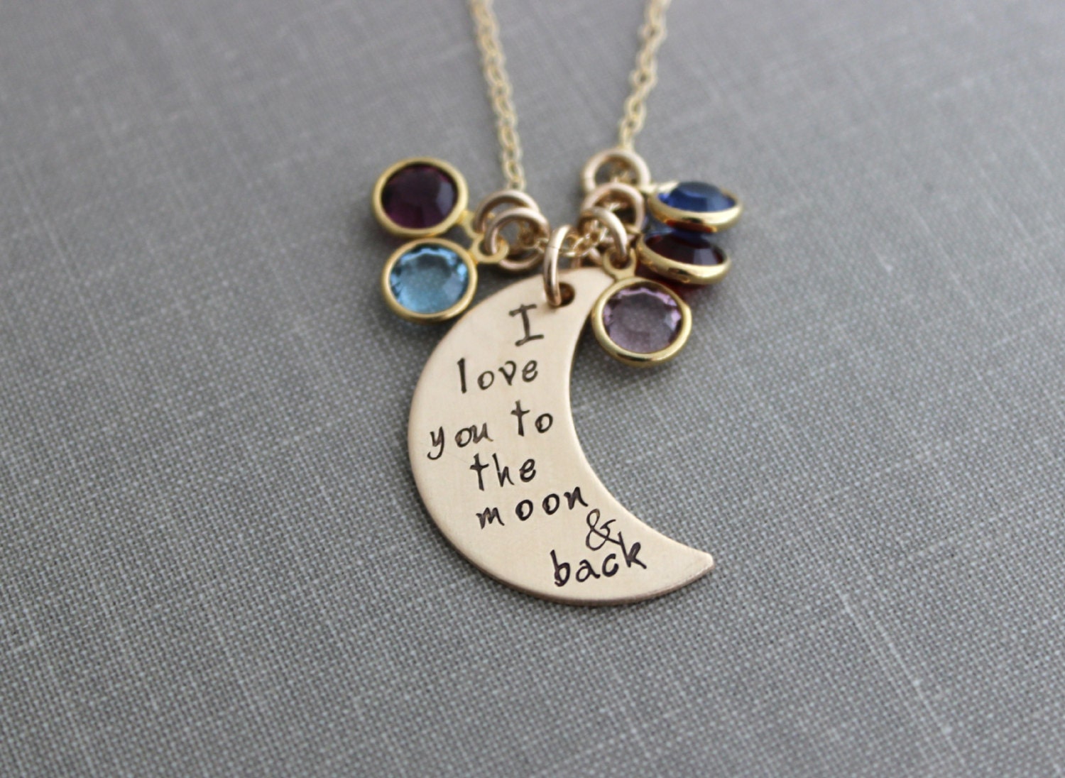 I love you to the moon back Bronze Crescent Moon Necklace