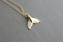 Load image into Gallery viewer, Bronze or sterling silver mermaid tail necklace, 14k gold filled chain, Whale tail jewelry, Nautical simple beach Jewelry - Summer necklace
