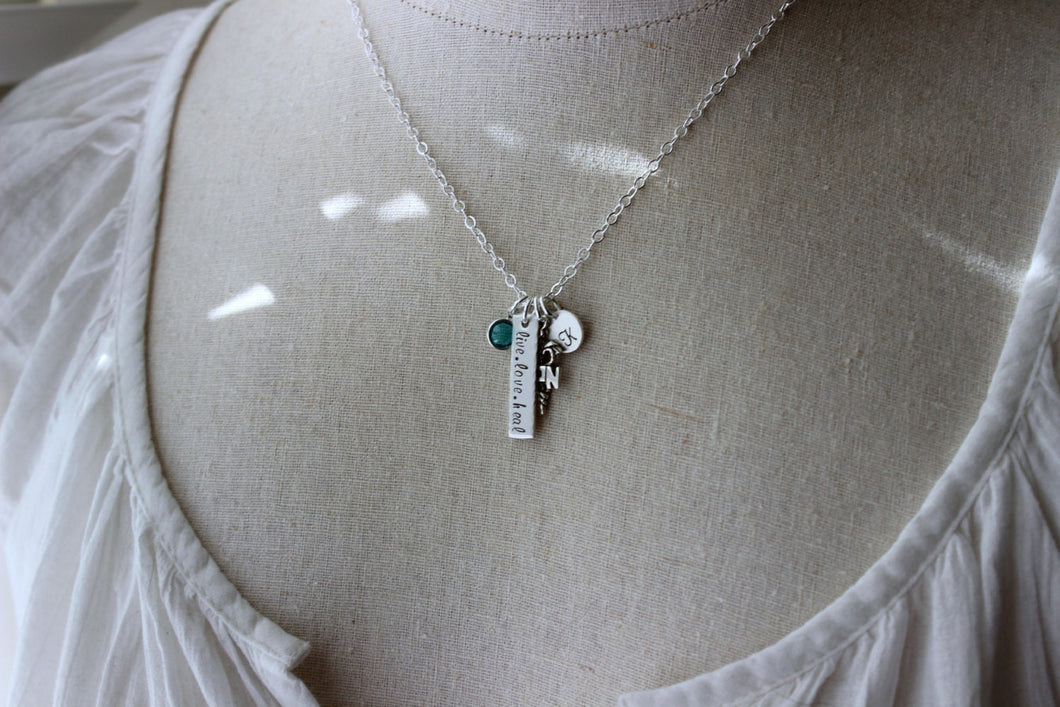 LPN Sterling silver nurse necklace, live love heal, with birthstone personalized with initial disc Nurses week Gift idea, Gift for Nurse