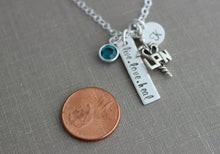Load image into Gallery viewer, LPN Sterling silver nurse necklace, live love heal, with birthstone personalized with initial disc Nurses week Gift idea, Gift for Nurse

