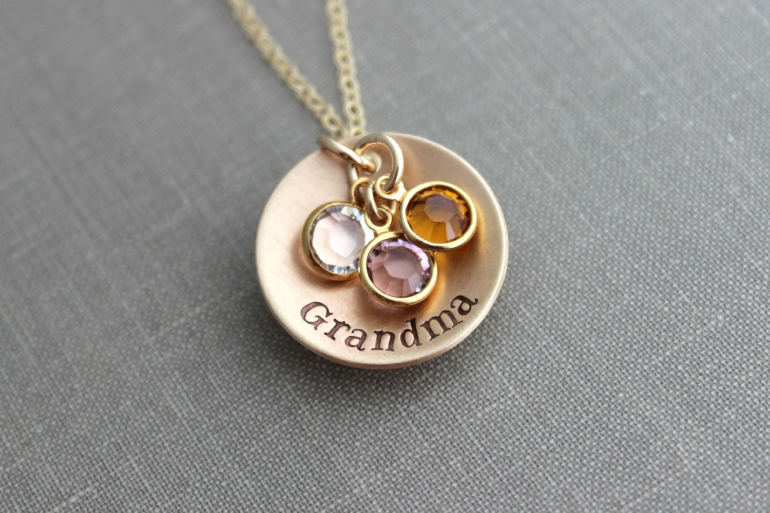 Hand Stamped Bronze and 14k Gold filled chain Grandma Necklace