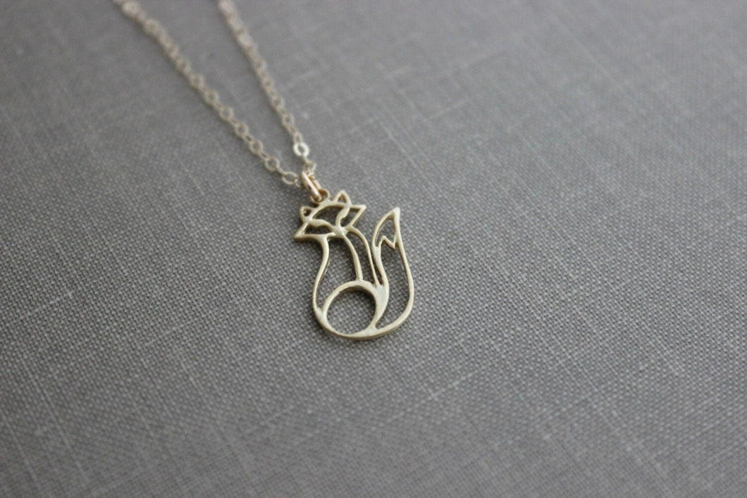 Fox Charm Necklace, Gold Vermeil Fox Charm with 14k gold filled cable chain, Foxy Lady, Woodland forest creature