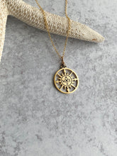 Load image into Gallery viewer, Compass necklace - Gold filled cable chain with bronze compass charm - adventure is out there - graduation gift for her

